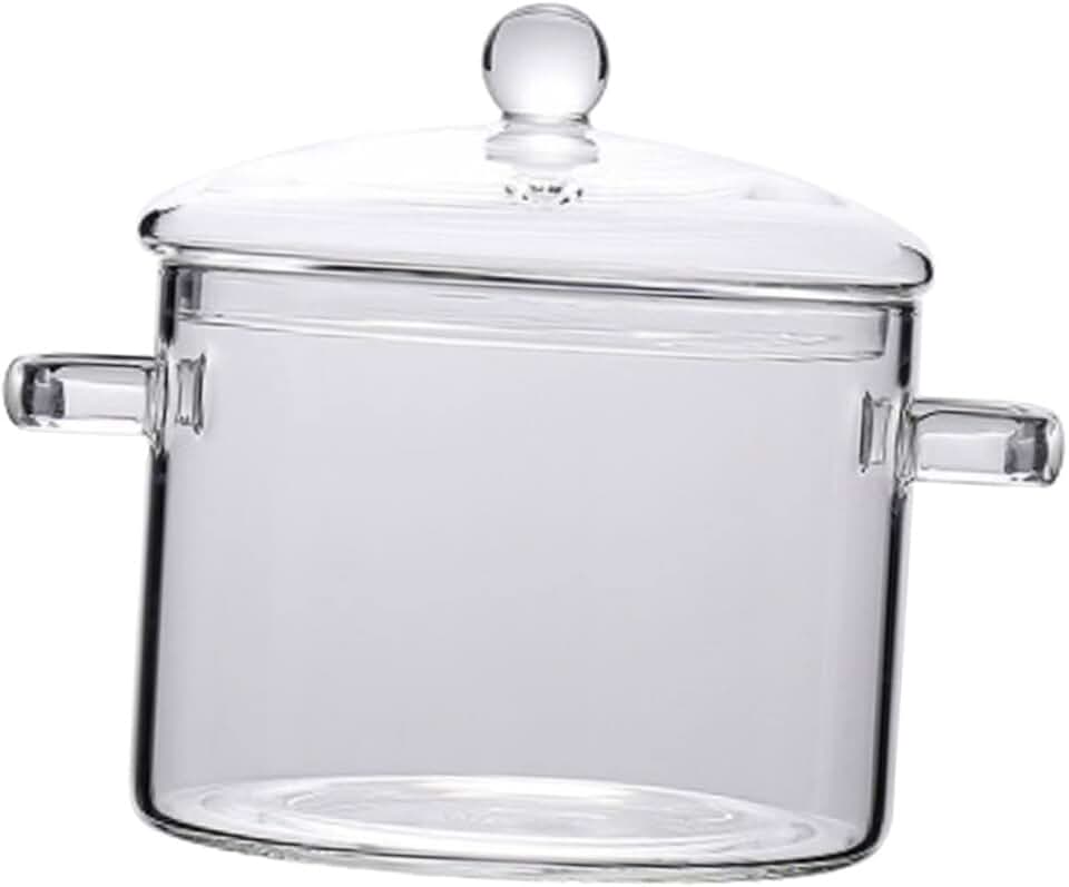 Ergonomic Glass Saucepan with Lid for Cooking