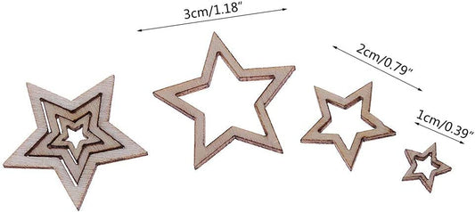 100pcs Unfinished Wooden Star Slices 1-3cm