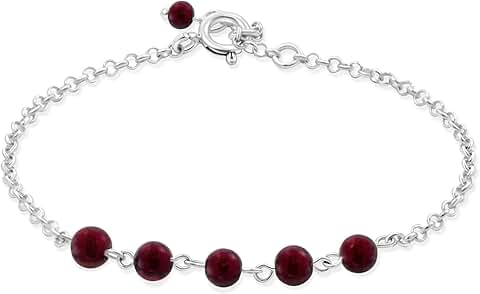 Sterling Silver Gemstone Birthstone Bracelet for Women