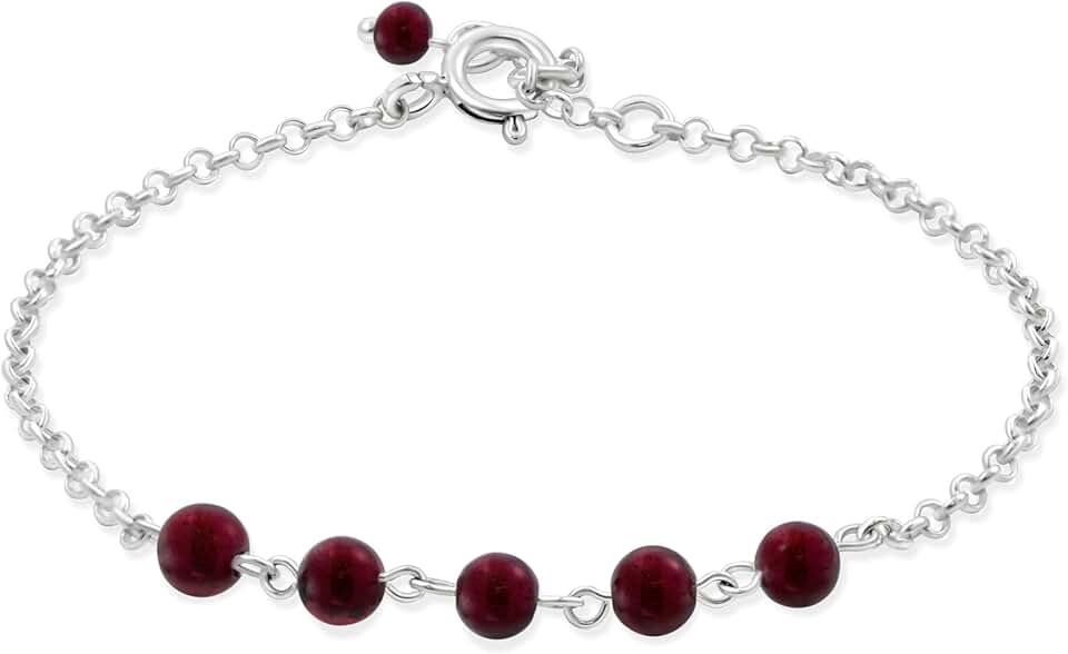 Sterling Silver Gemstone Birthstone Bracelet for Women