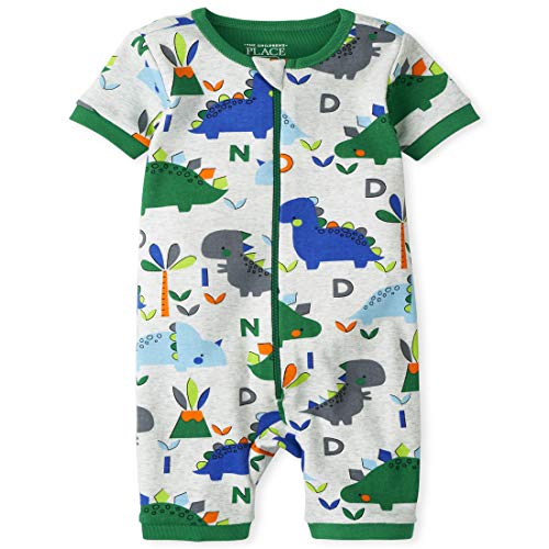 The Children s  Baby Boys  Dino Stretchie Pajamas, H T Lunar, 0-3 Months