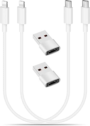 2-Pack 1Ft USB C to Phone Charging Cables