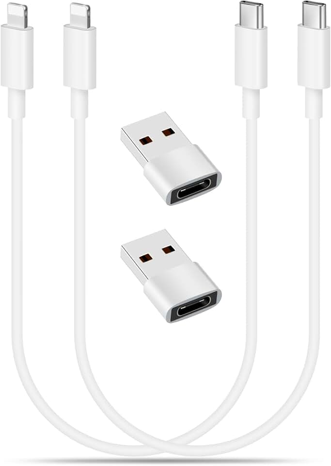 2-Pack 1Ft USB C to Phone Charging Cables