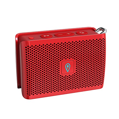 Bluetooth Speaker, Genie Portable Speaker with Clean Sound, Built-in Mic, Ultra-Portable Design, 8 Hours of Playtime, Mini Speaker with Strap for Home, Outdoors, Travel, Gift Ideas- Red