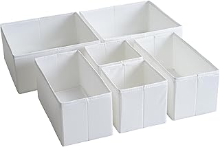 Set of 6 washable fabric drawer organizers with base support