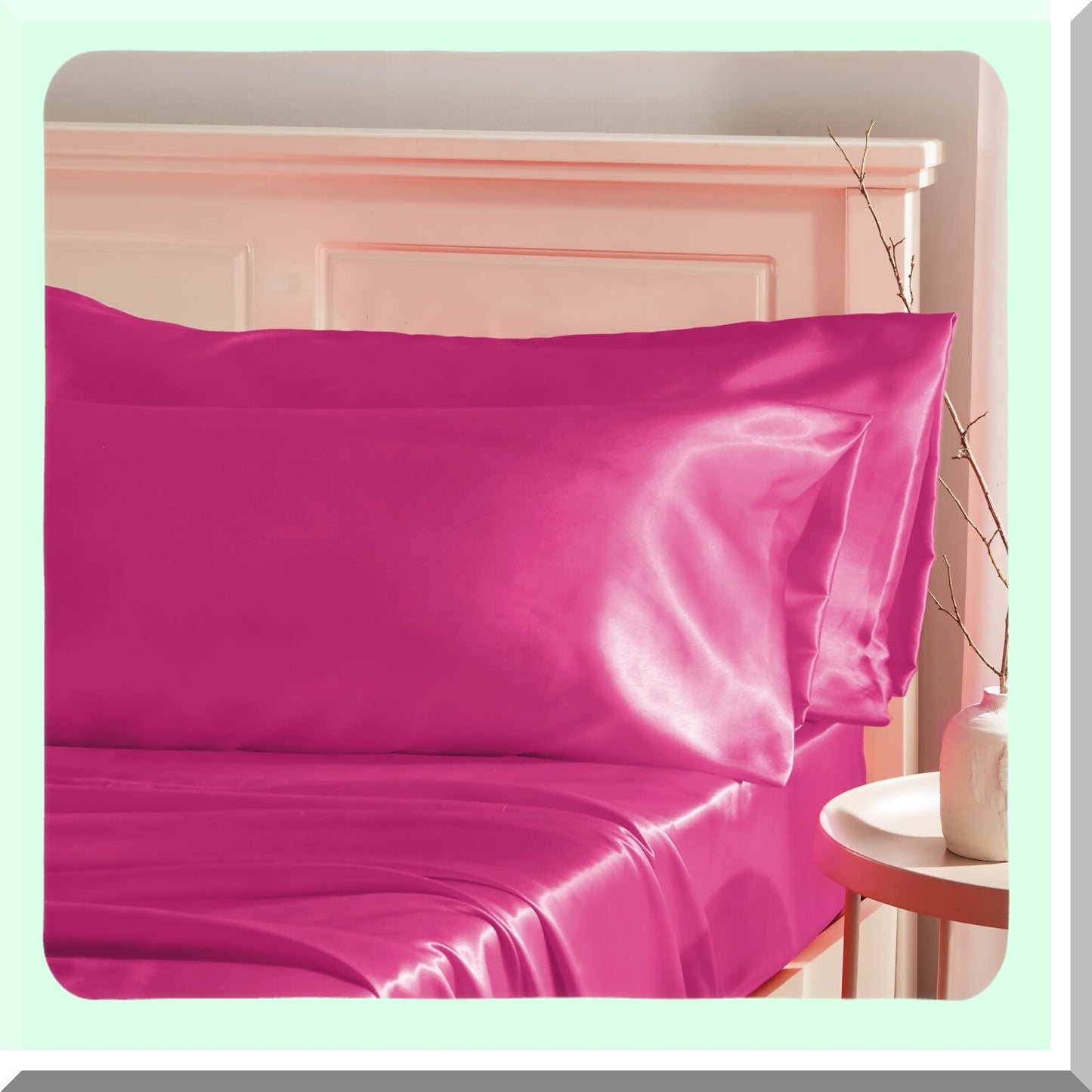Silky Hair Protection Pillowcase Set - 2 Pack Long Body Pillow Covers, Hot Pink 20x48 Pillowcases with Envelope Closure for Hair Care