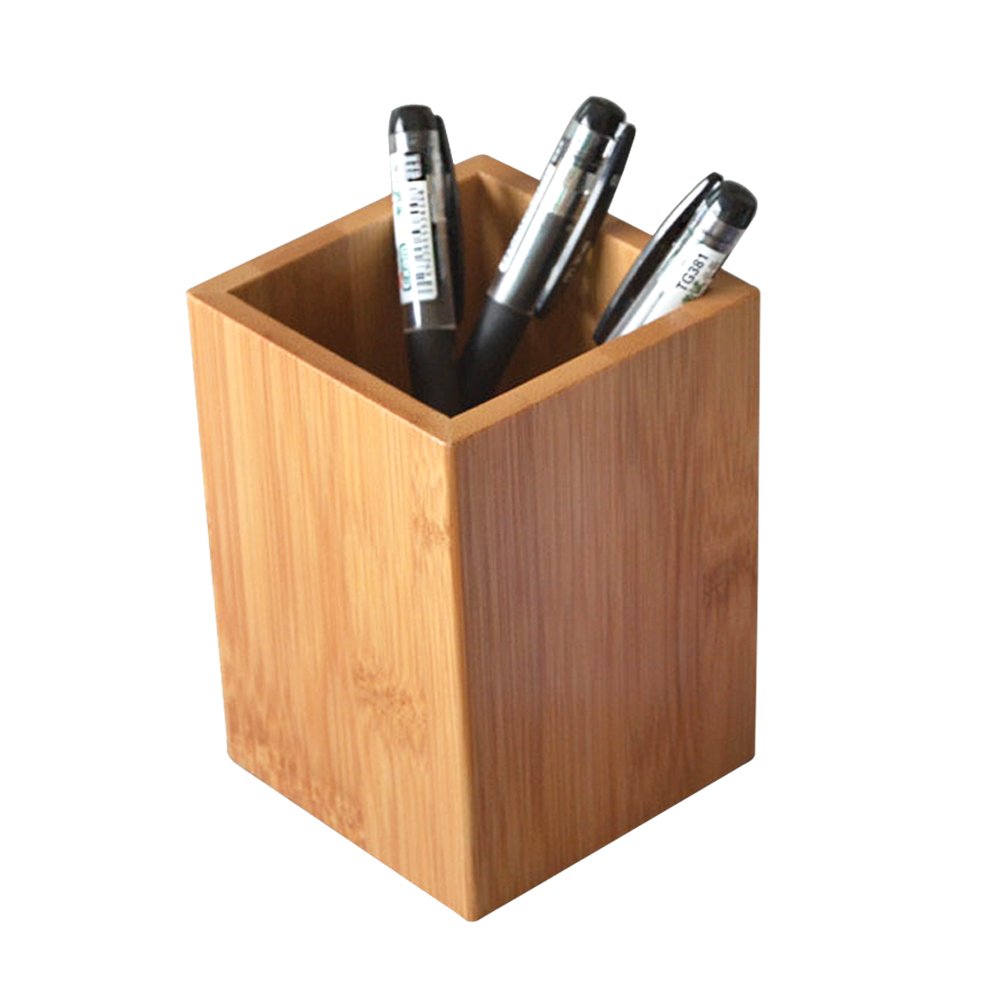 Bamboo Wood Desk Pen and Pencil Holder Organizer