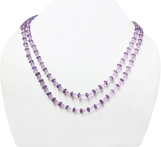 Amethyst Beaded Necklace with Silver Findings 16"