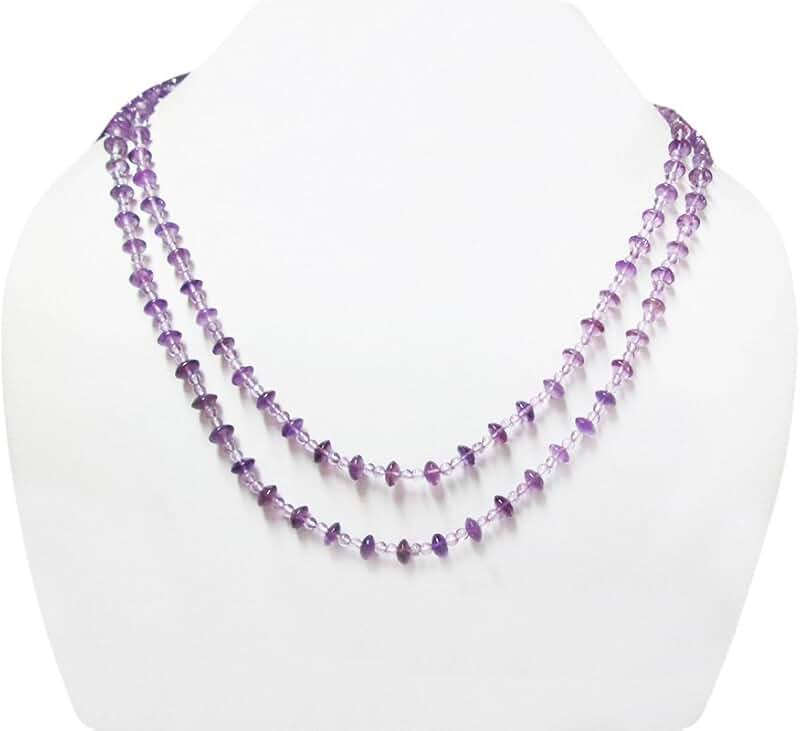 Amethyst Beaded Necklace with Silver Findings 16"