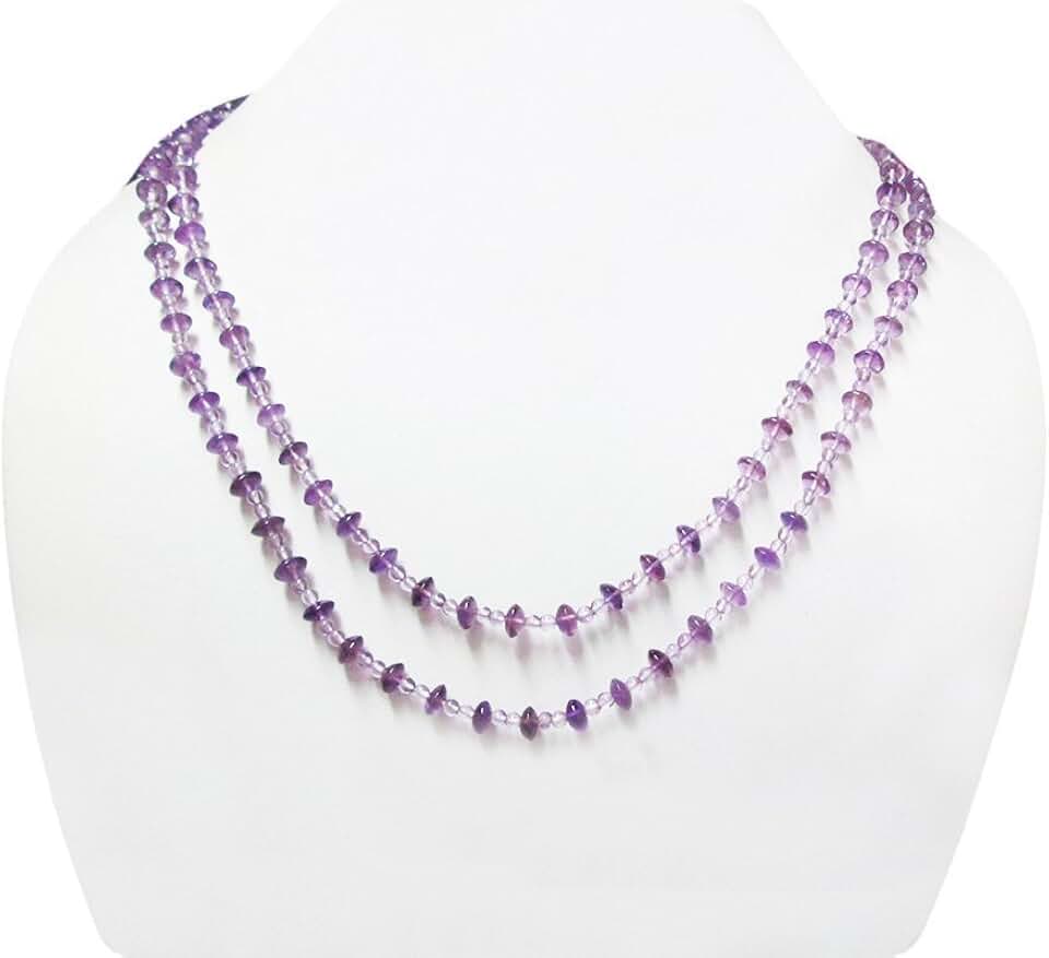 Amethyst Beaded Necklace with Silver Findings 16"