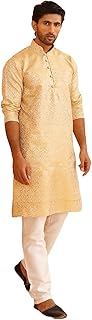 Men's Emerald Green Jacquard Silk Kurta and Churidaar Pyjama