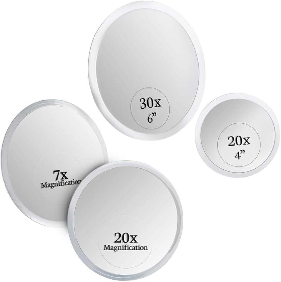 Magnifying Mirror Sets with Suction Cups for Travel and Makeup