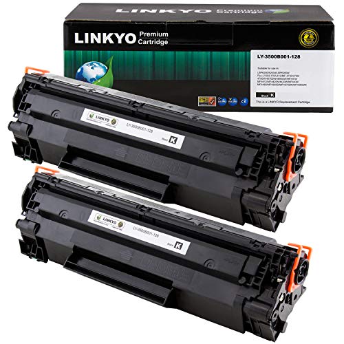 Two black toner cartridges compatible with Canon 128