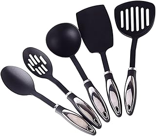 5-Piece Ergonomic Kitchen Utensil Set, Heat Resistant, Black