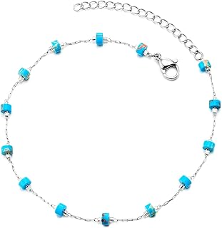 Adjustable Turquoise Blue Bead Anklet for Women