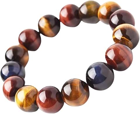 Multi-Color Tiger Eye Beaded Bracelet with Large Round Beads