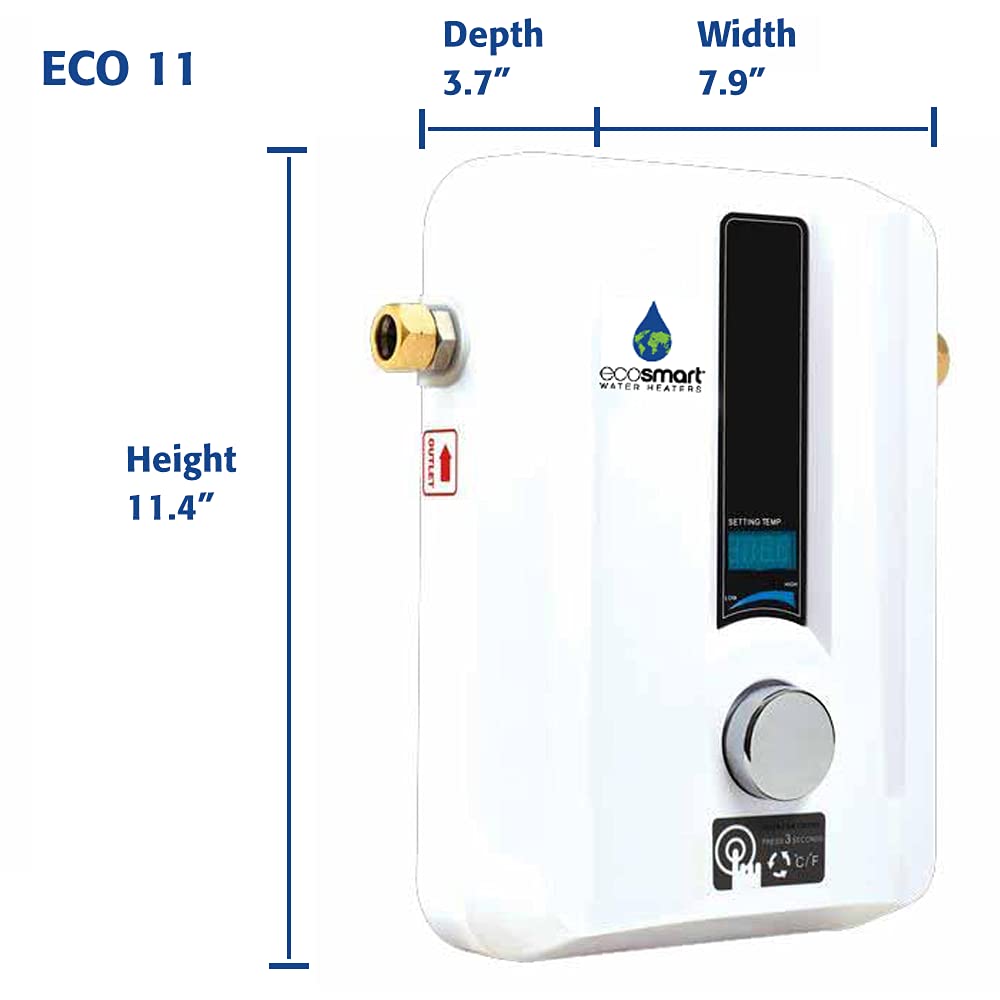 ECO 11 Electric Tankless Water Heater, 13KW at 240 Volts with Patented Self Modulating Technology