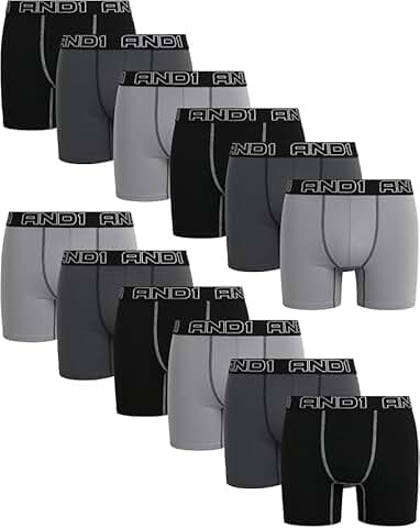 Men's Boxer Briefs, 12 Pack, Soft Performance, 6-Inch Inseam