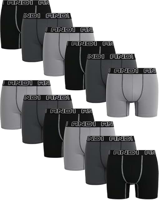 Men's Boxer Briefs, 12 Pack, Soft Performance, 6-Inch Inseam