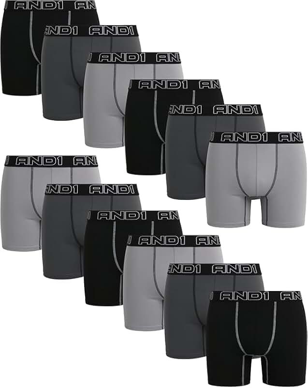 Men's Boxer Briefs, 12 Pack, Soft Performance, 6-Inch Inseam