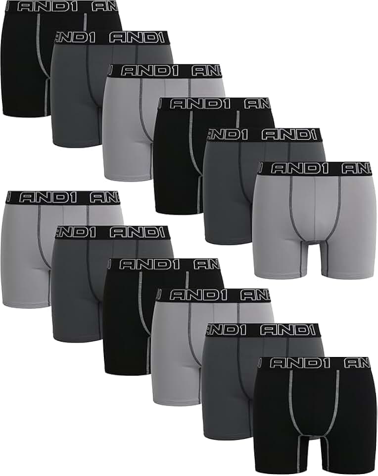 Men's Boxer Briefs, 12 Pack, Soft Performance, 6-Inch Inseam