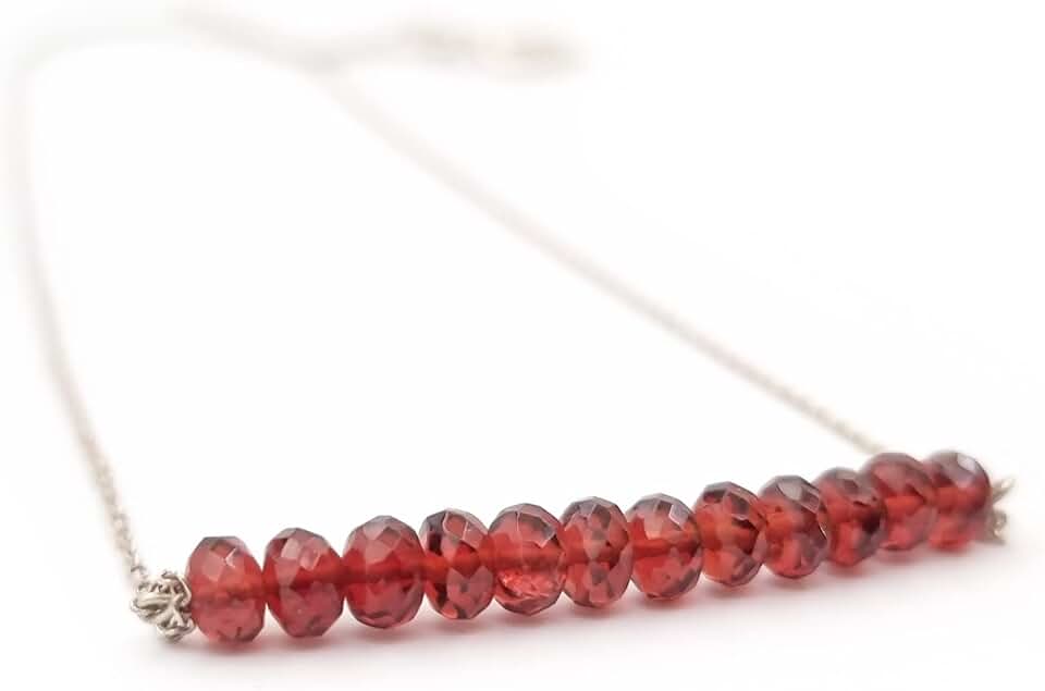 Gemstone Bead Bar Necklace with Silver Chain