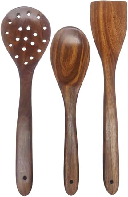Wooden Spatula and Spoon Set for Cooking and Serving