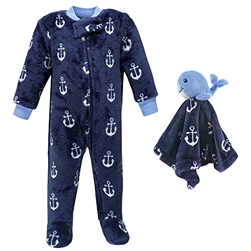 Flannel Plush Sleep and Play and Security Toy, Whale Anchor, 0-3 Months