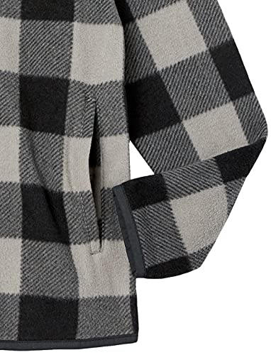  Boys' Polar Fleece Quarter-Zip Pullover Jacket, Grey, Buffalo Check, Small