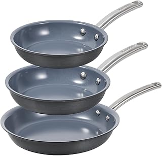 3-Piece Ceramic Hard Anodized Aluminum Skillet Set