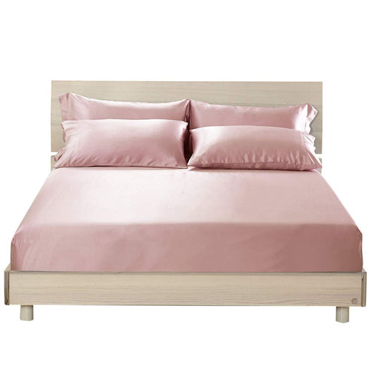 Silk Fitted Sheet, 19 Momme Grade 6A 100% Mu erry Silk, 16'' Deep Pocket, Soft Silk Bottom Sheet, Rosy Pink, King Size