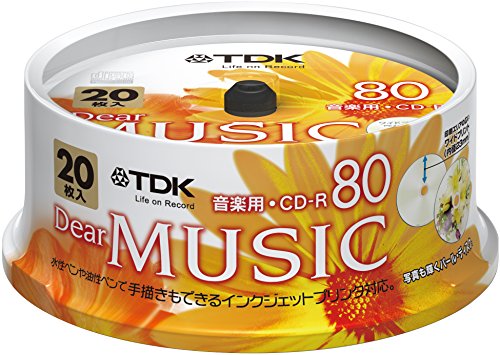 (Pearl Color Printing Wide Specification) 20 Spindle Cd-rde80ppx20pn 80 Minutes Inkjet Printer Support for Tdk Music Cd-r