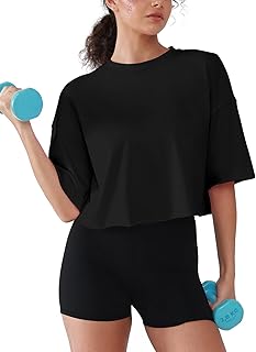 Loose Fit Short Sleeve Cotton Crop Top for Women
