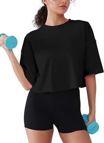 Loose Fit Short Sleeve Cotton Crop Top for Women