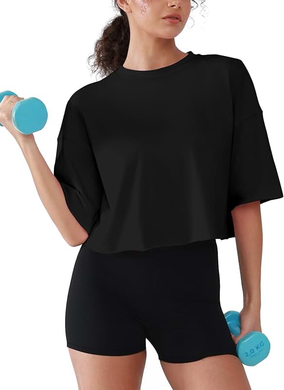 Loose Fit Short Sleeve Cotton Crop Top for Women