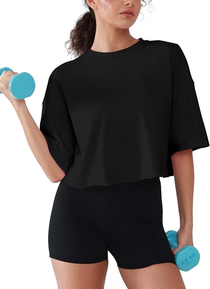 Loose Fit Short Sleeve Cotton Crop Top for Women