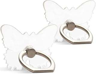 Two Transparent Finger Ring Phone Holders with 360° Rotation