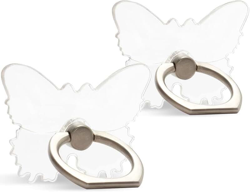 Two Transparent Finger Ring Phone Holders with 360° Rotation