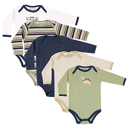 Unisex Baby Cotton Long-Sleeve Bodysuits, Dinosaur, 0-3 Months