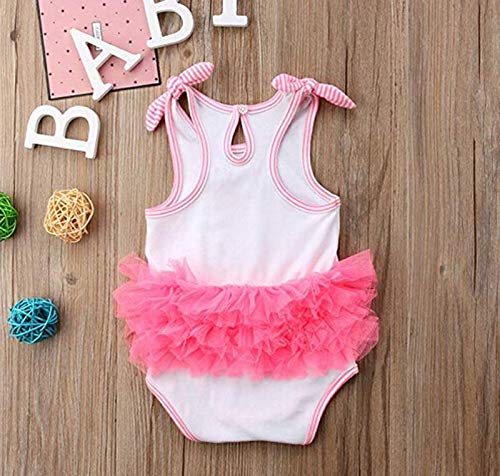 Baby Girls Flamingo Romper Adjustable Shoulder Strap Bodysuit Outfit Clothes (3-6 Months, A)