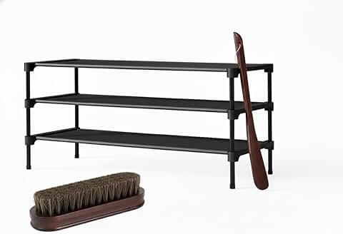 3-Tier Shoe Rack with Brush and Shoe Horn