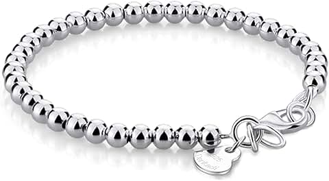Sterling Silver Bead Chain Bracelet for Women