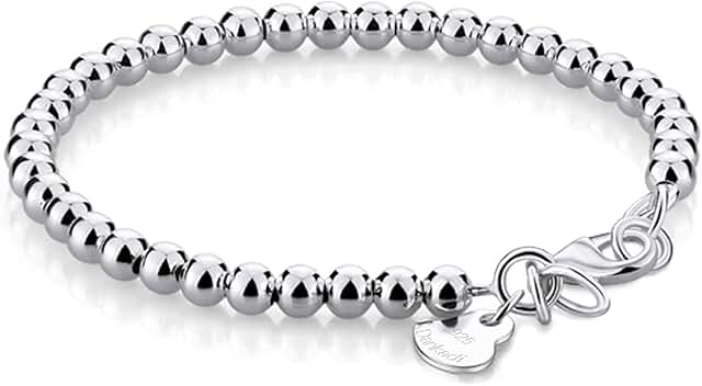 Sterling Silver Bead Chain Bracelet for Women