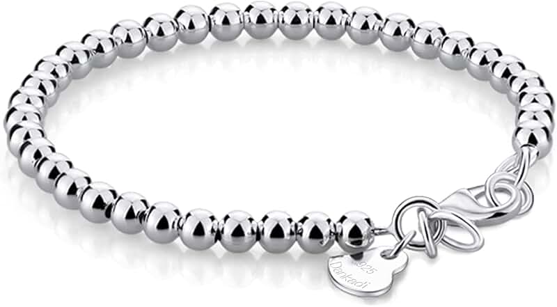 Sterling Silver Bead Chain Bracelet for Women