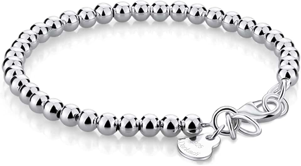 Sterling Silver Bead Chain Bracelet for Women