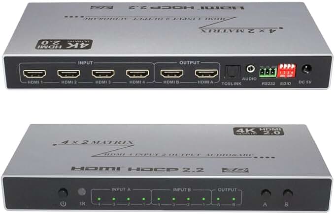 4K HDMI Matrix Switch 4x2 with Audio and ARC