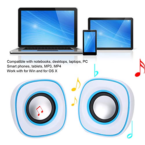1 Pair USB Speaker, 3.5MM Audio Input Desktop Speakers, Portable Computer Speakers, Compatible with notebooks, desktops, laptops, PCs Computer Speaker