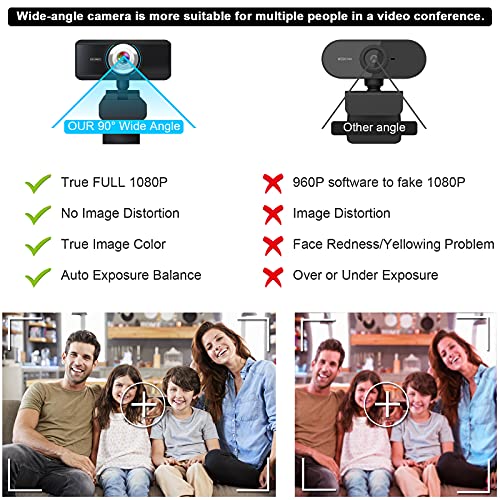Webcam With Microphone For Desktop,  TURE HD 1080p Streaming USB Web Cam With Cover, Computer Web Camera With Mic For Laptop, TV, Mac, Windows, Zoom With Tripod Stand