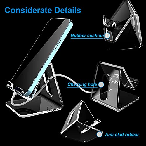 Acrylic Cell Phone Stand, Portable Phone Holder, Clear Phone Stand for Desk, Compatible with Phone 13 12 Pro Max Mini 11 Xr 8 Plus SE, Switch, Android Smartphone, Pad, Tablet, Desk Accessories