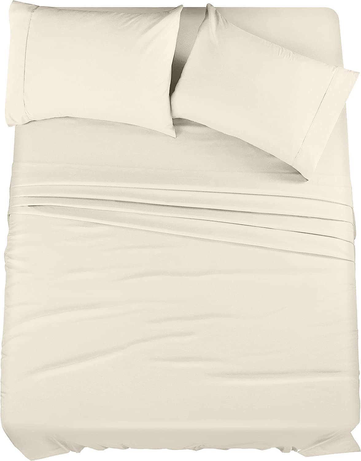 Sheets 800 Thread Count 4 Piece Sheet Set 100% Premium Sateen Finish Hotel Quality Bedding Extra Deep Pocket 1 Fitted Sheet 1 Flat Sheet 2 Pillow Cases) Ivory, Queen)